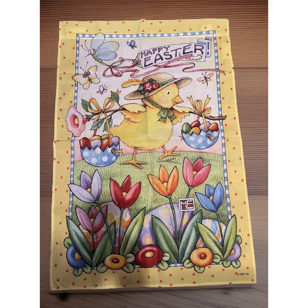 Mary Engelbreit Garden Yard Flag Banner Large Outdoor Happy Easter Chick 28"x40"